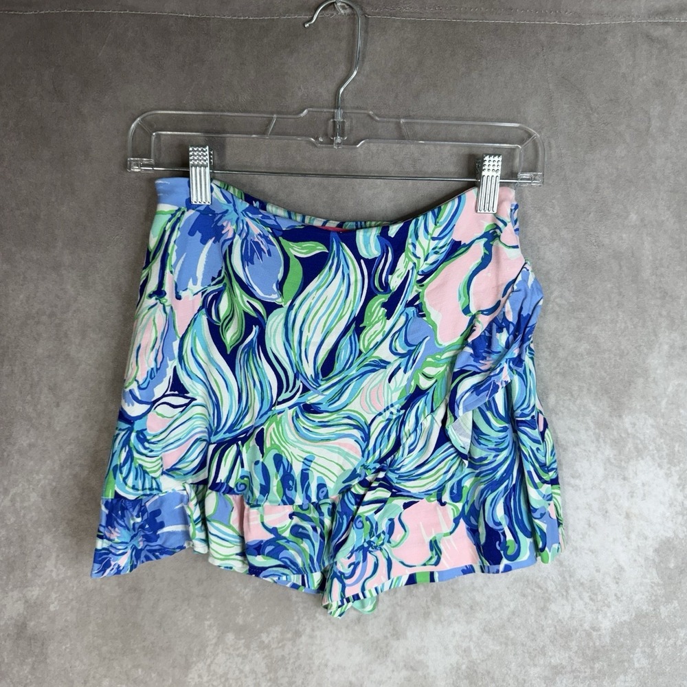 Lilly Pulitzer Faye Floral‎ Mini Skort Skirt In Blue Women Size 00